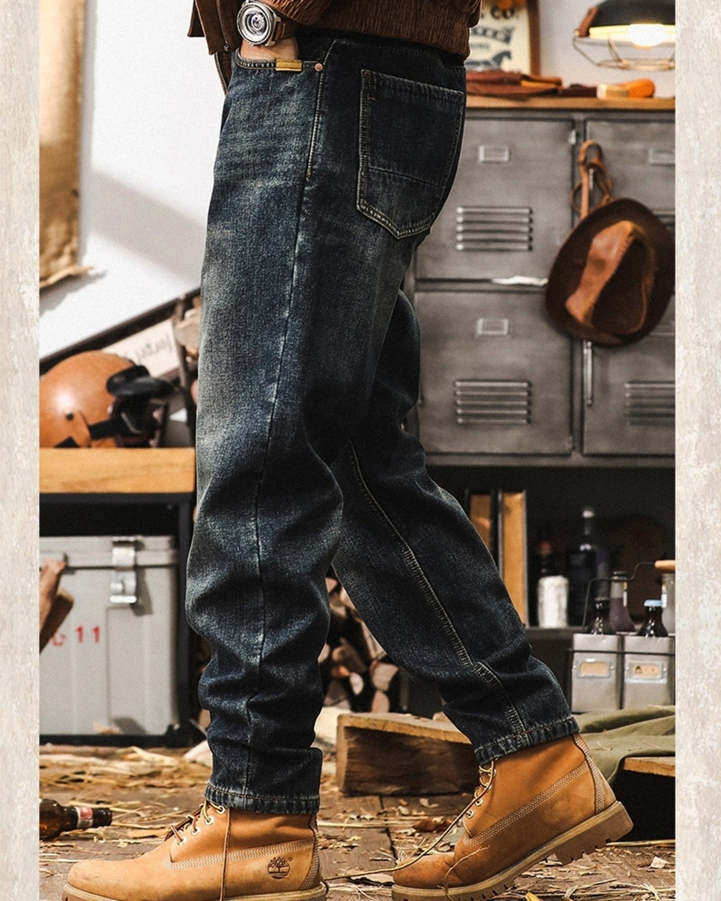 vintage classic wash straight denim pants 【ACT0218】