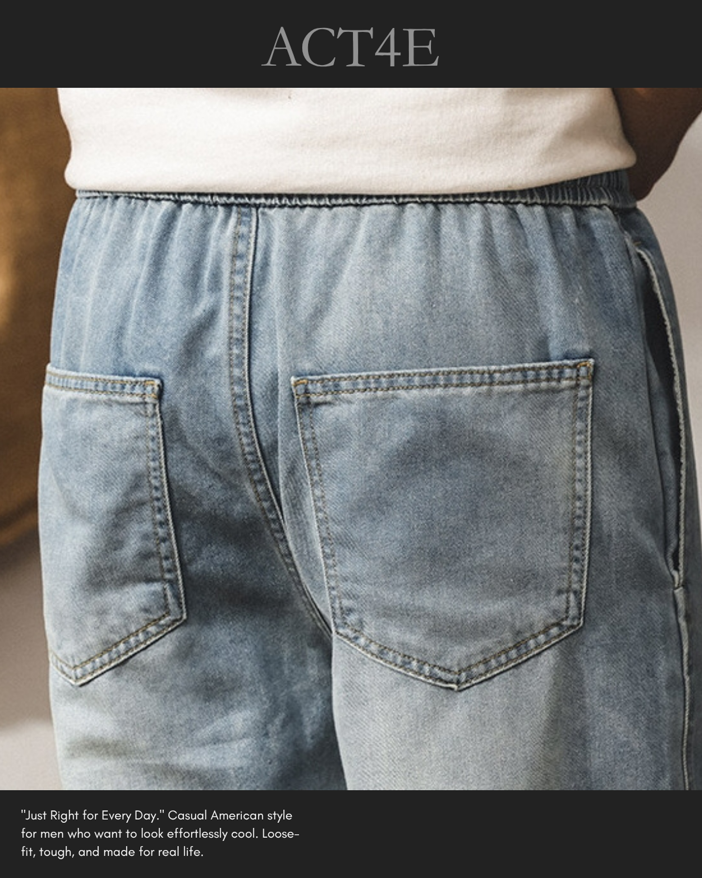 loose drawstring jogger denim pants 2color 【ACT0184】