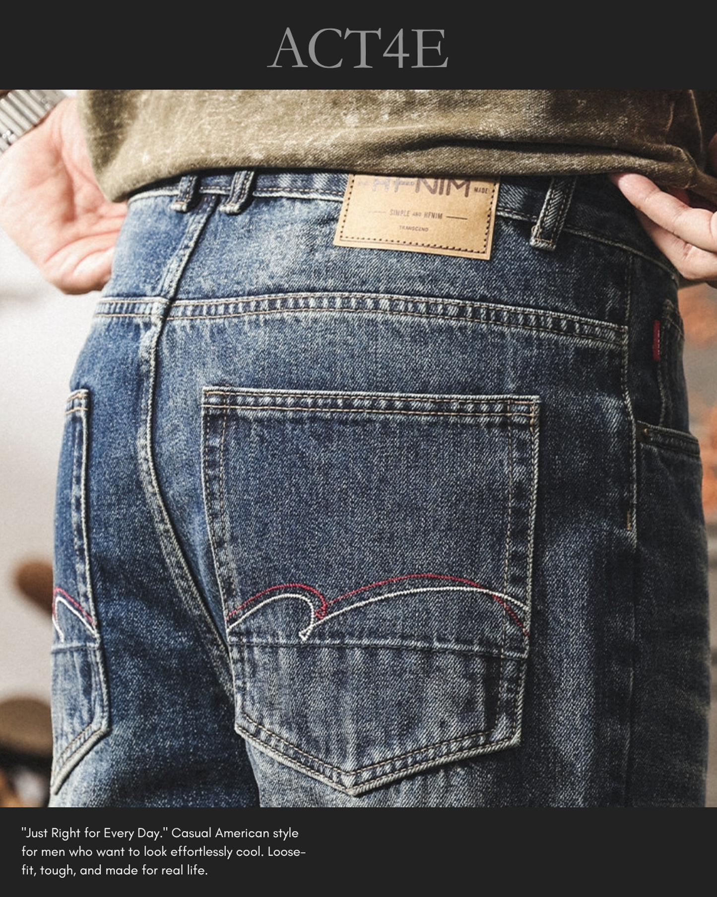 washed straight denim pants 【ACT0173】