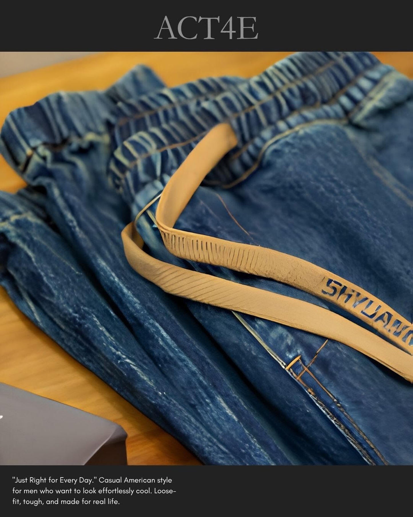 vintage-processed tapered denim pants 【ACT0007】