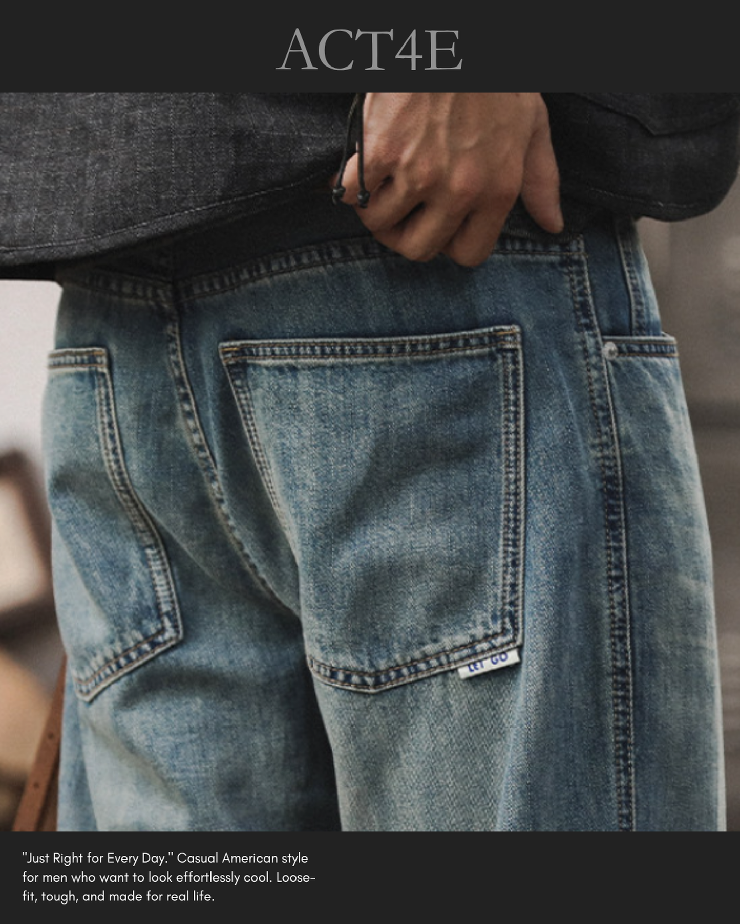 loose straight lyocell blend denim pants 【ACT0185】
