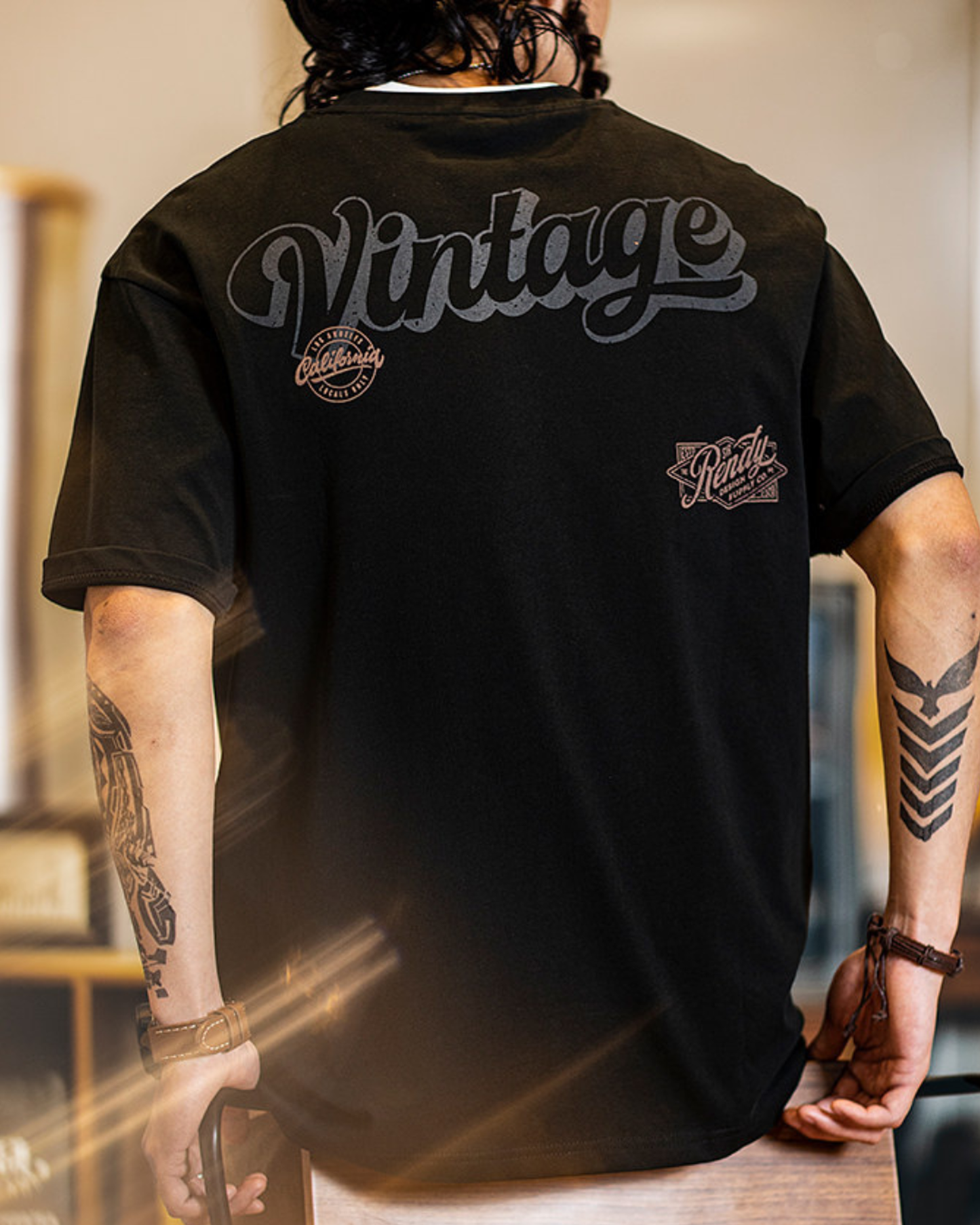 Vintage style graphic printed cotton t-shirt 3color 【ACT0066】