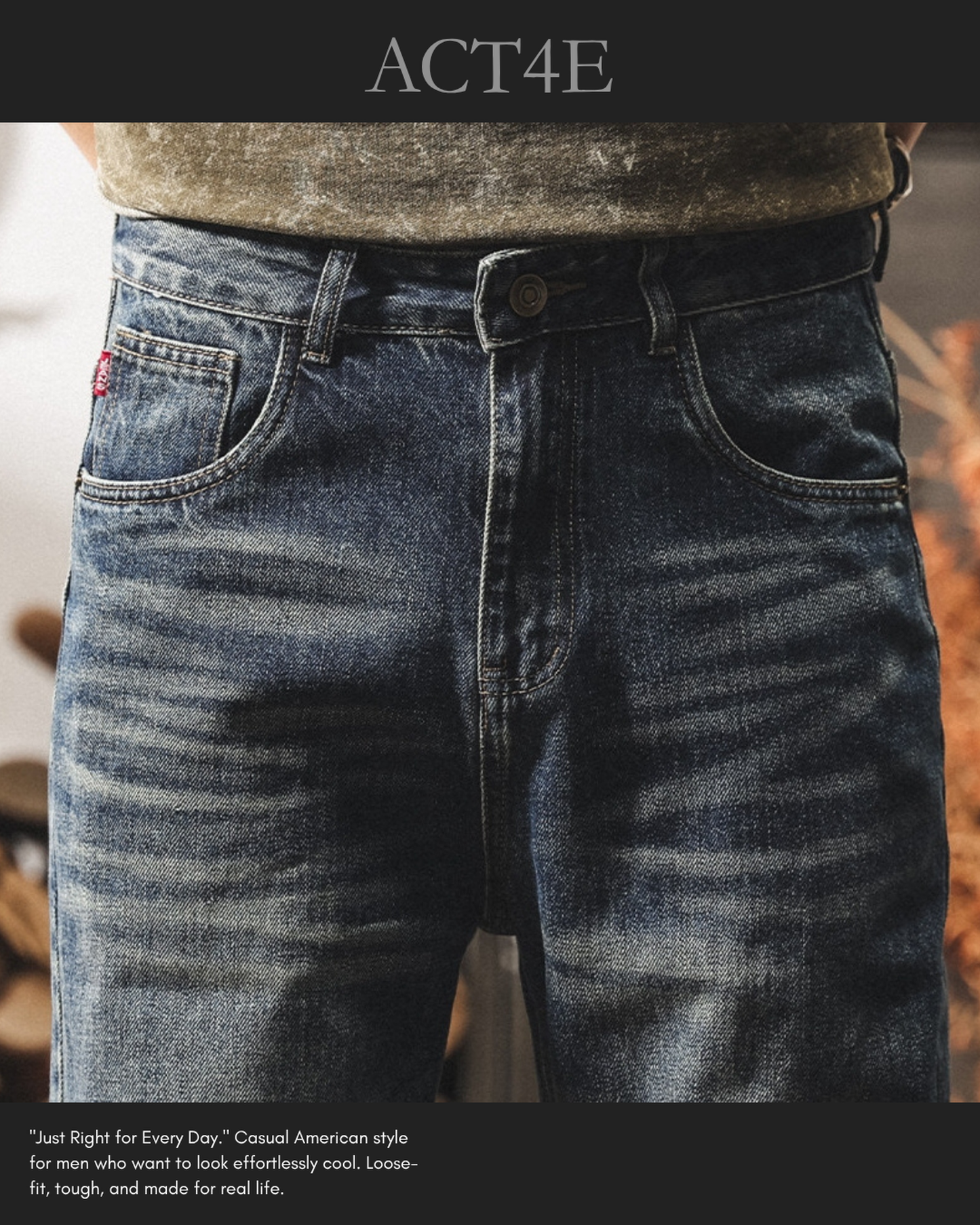 washed straight denim pants 【ACT0173】