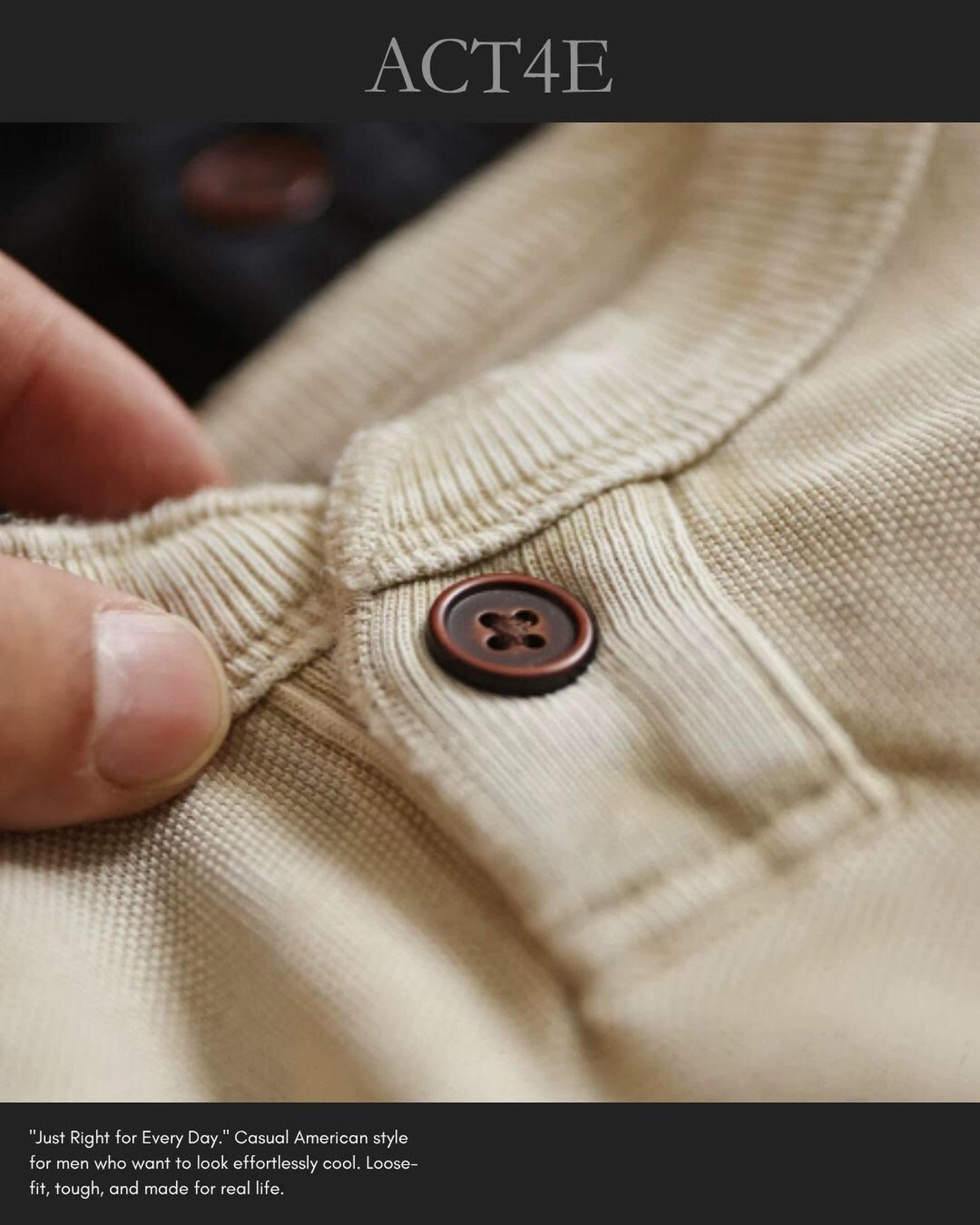 button fastening henley neck t-shirt 2color 【ACT0038】