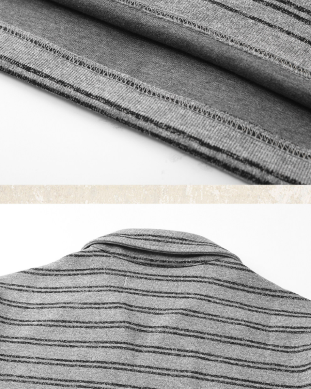 【M-4XL】striped open collar casual sweatshirt 【ACT0257】