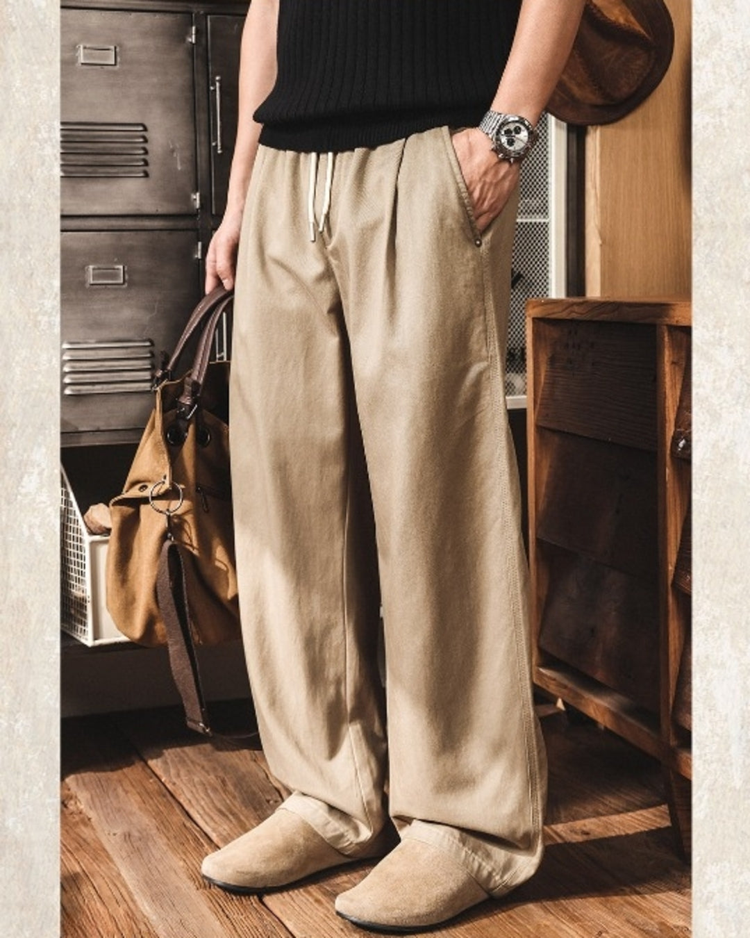 【28-38】relaxed fit casual wide pants 【ACT0255】
