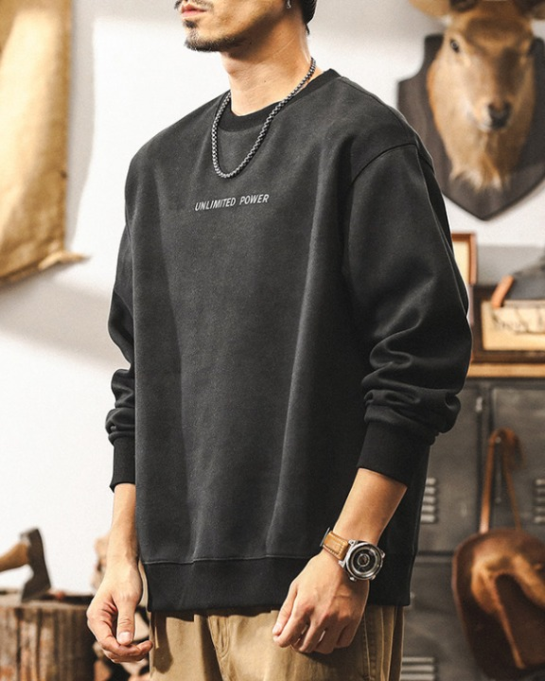 【S-4XL】minimalist front logo loose sweatshirt 【ACT0258】