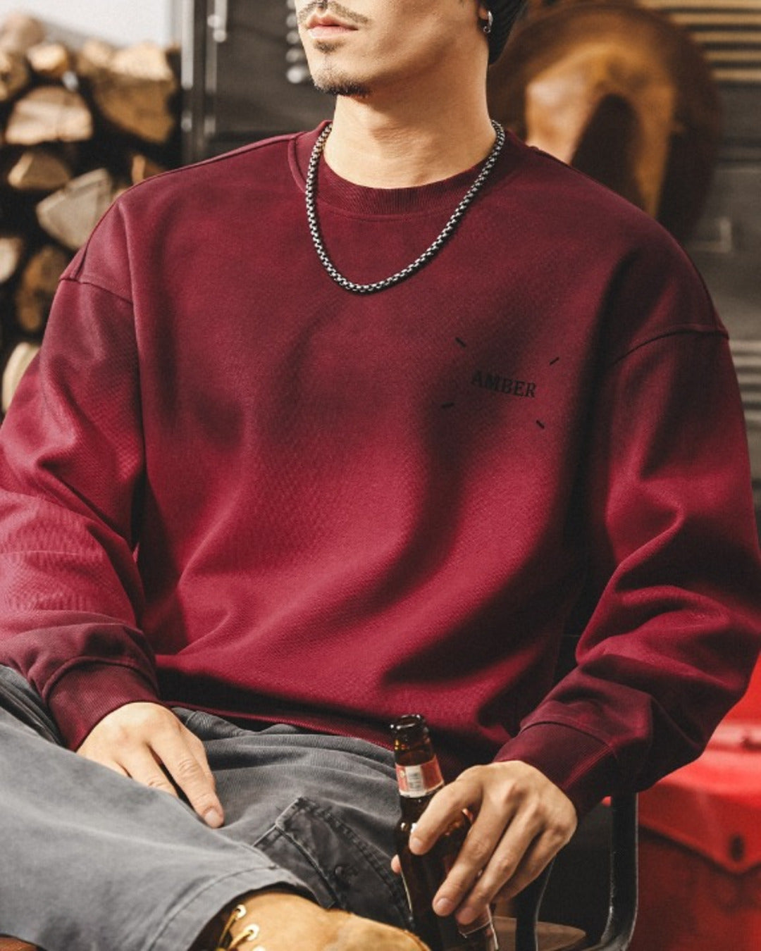 【S-4XL】relaxed fit chest print sweatshirt 【ACT0263】