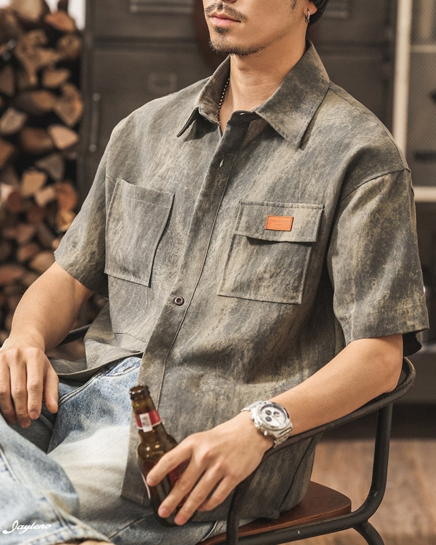 vintage wash short sleeve shirt 5color 【ACT0243】
