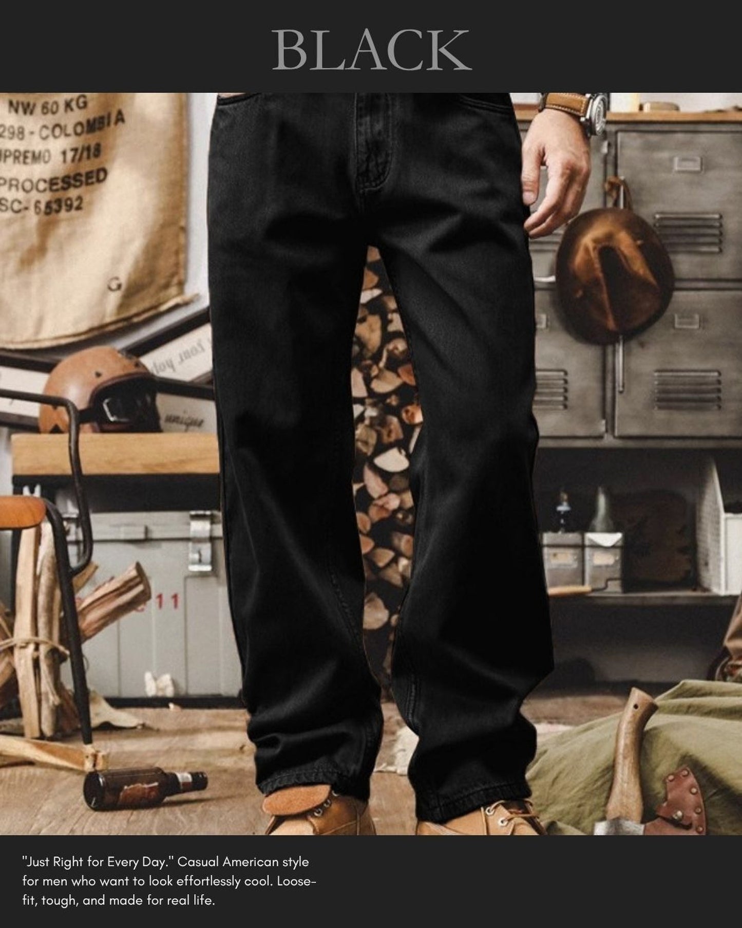 heavy weight loose straight denim pants 10color 【ACT0204】