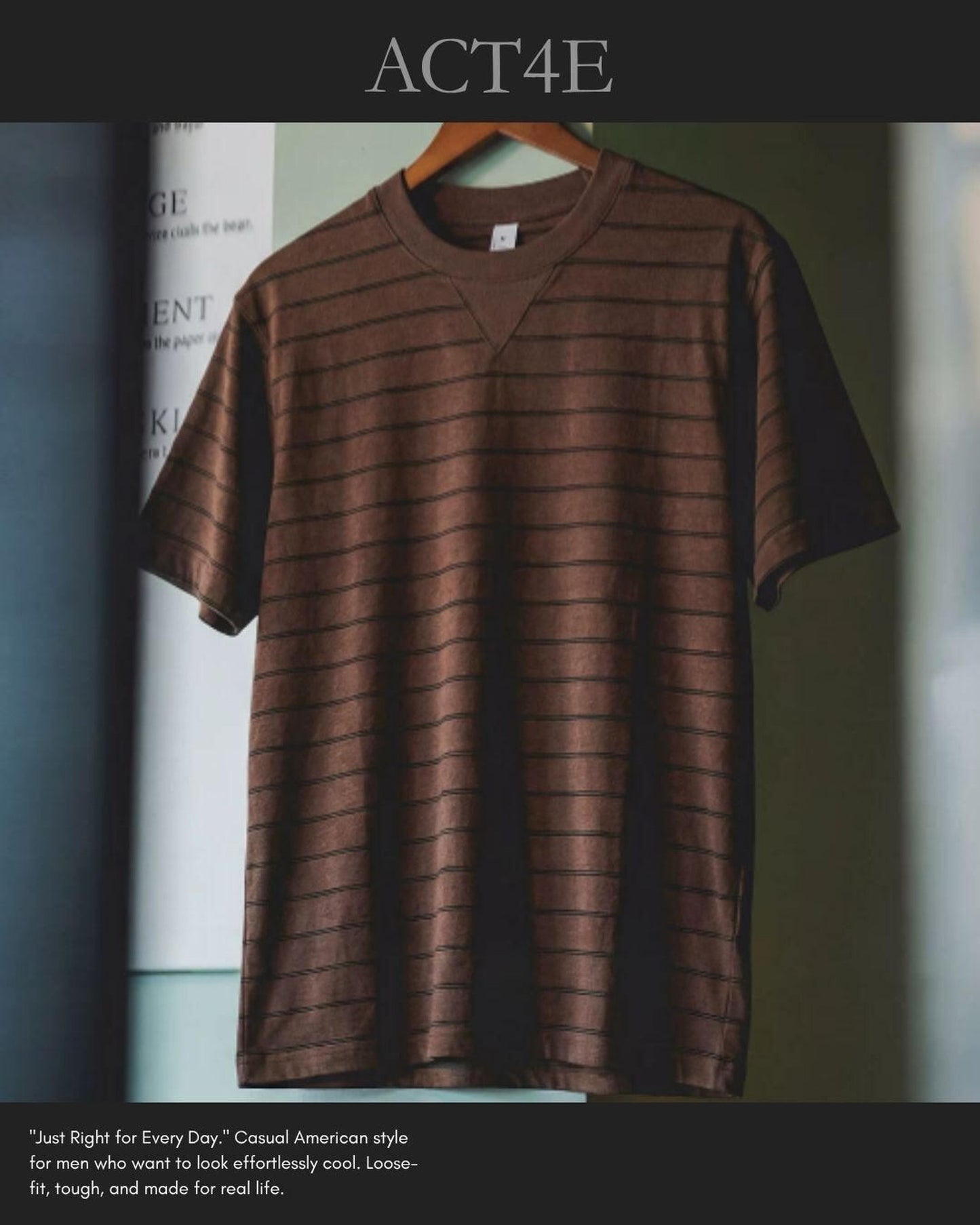 stripe pattern v-gusset t-shirt 【ACT0041】