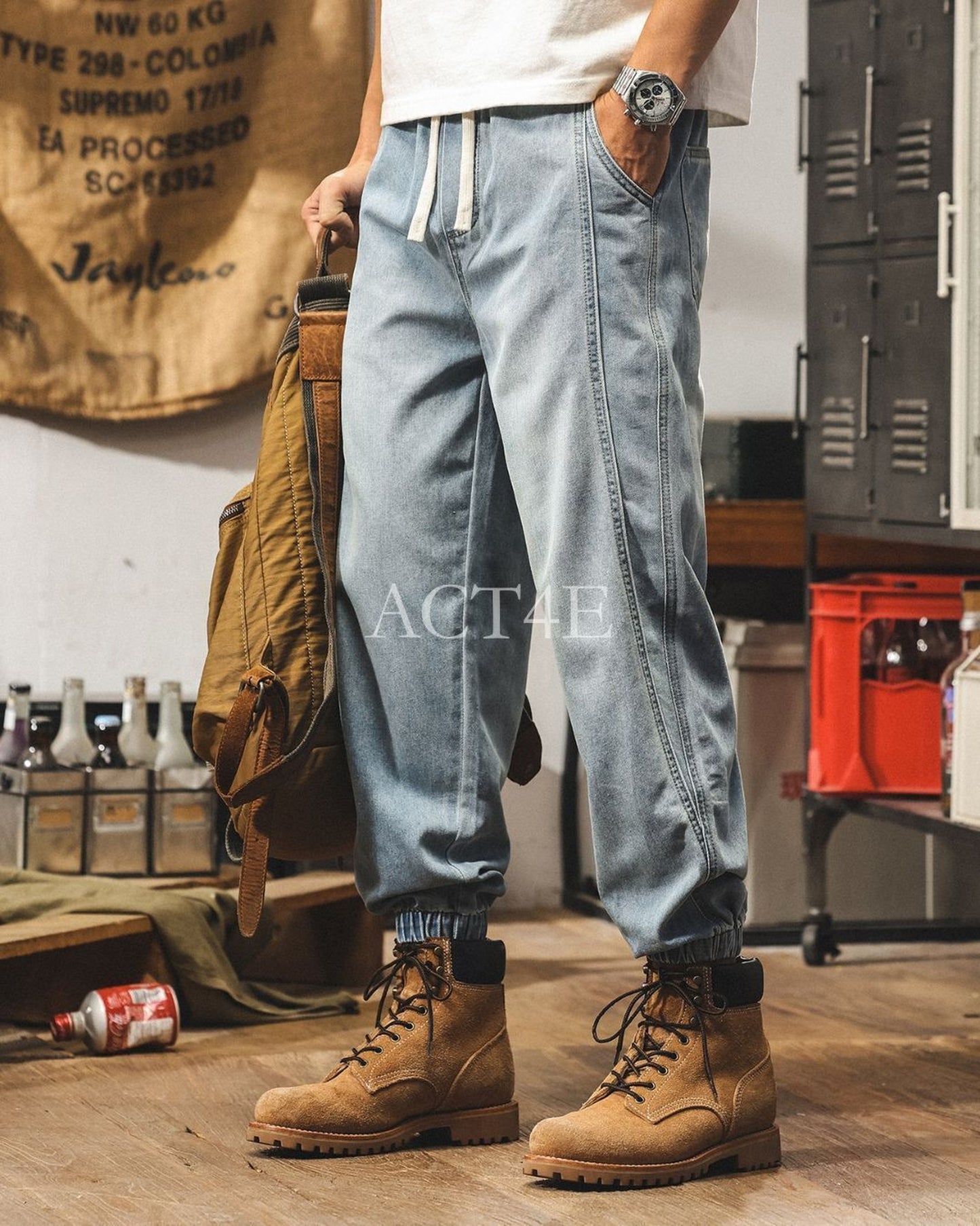 loose drawstring jogger denim pants 2colors 【ACT0188】