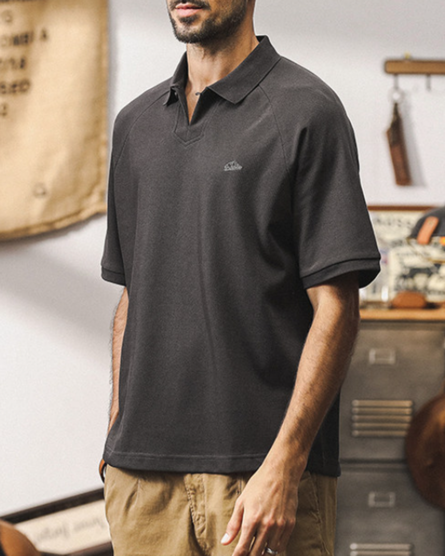 heavy weight pique loose short sleeve polo shirt 3color 【ACT0230】