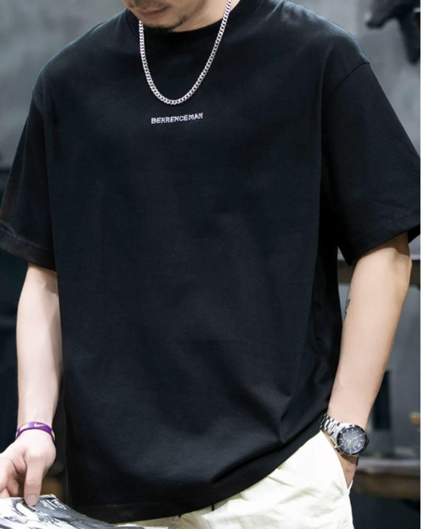 graphic print hem t-shirt 2color 【ACT0049】