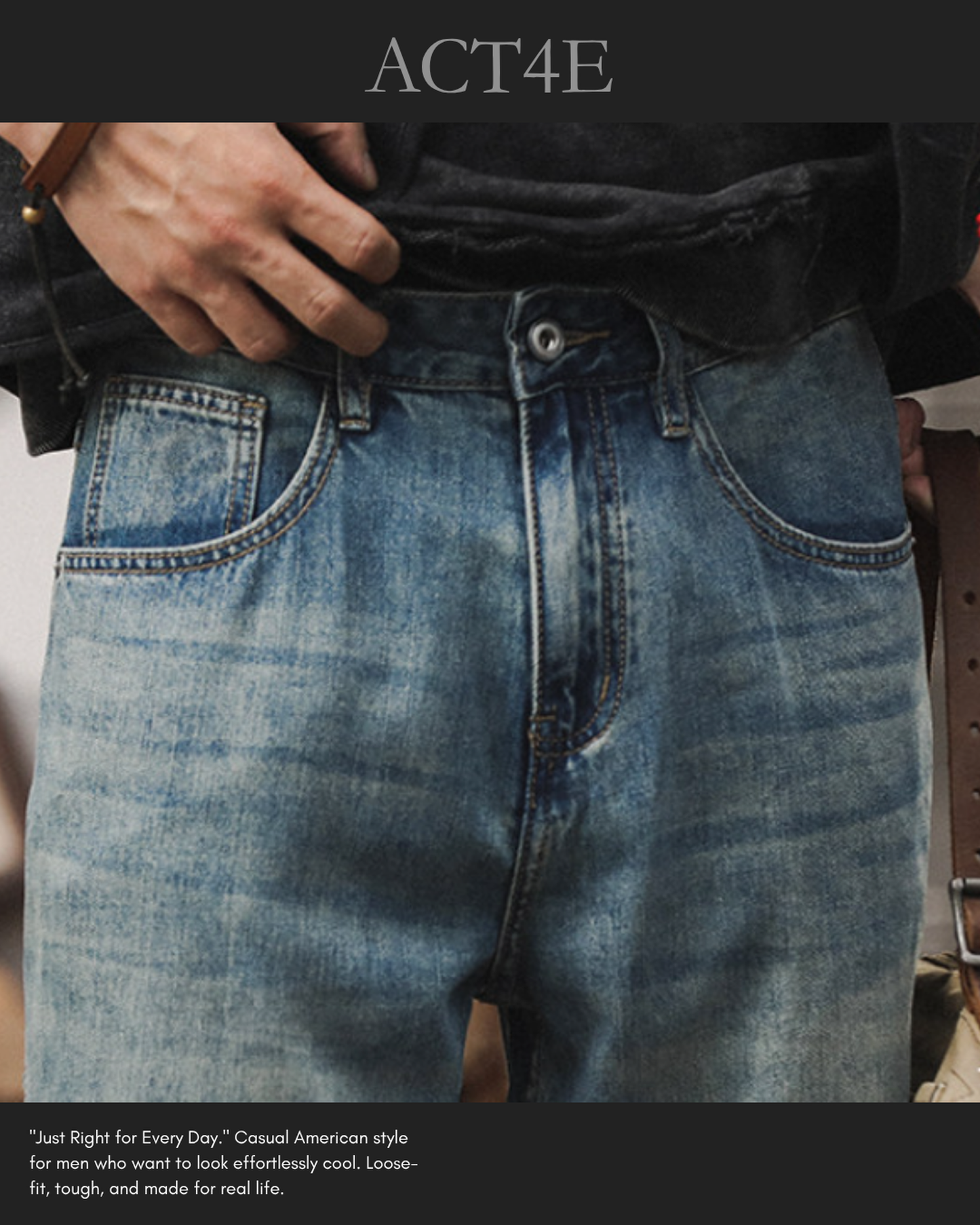 loose straight lyocell blend denim pants 【ACT0185】