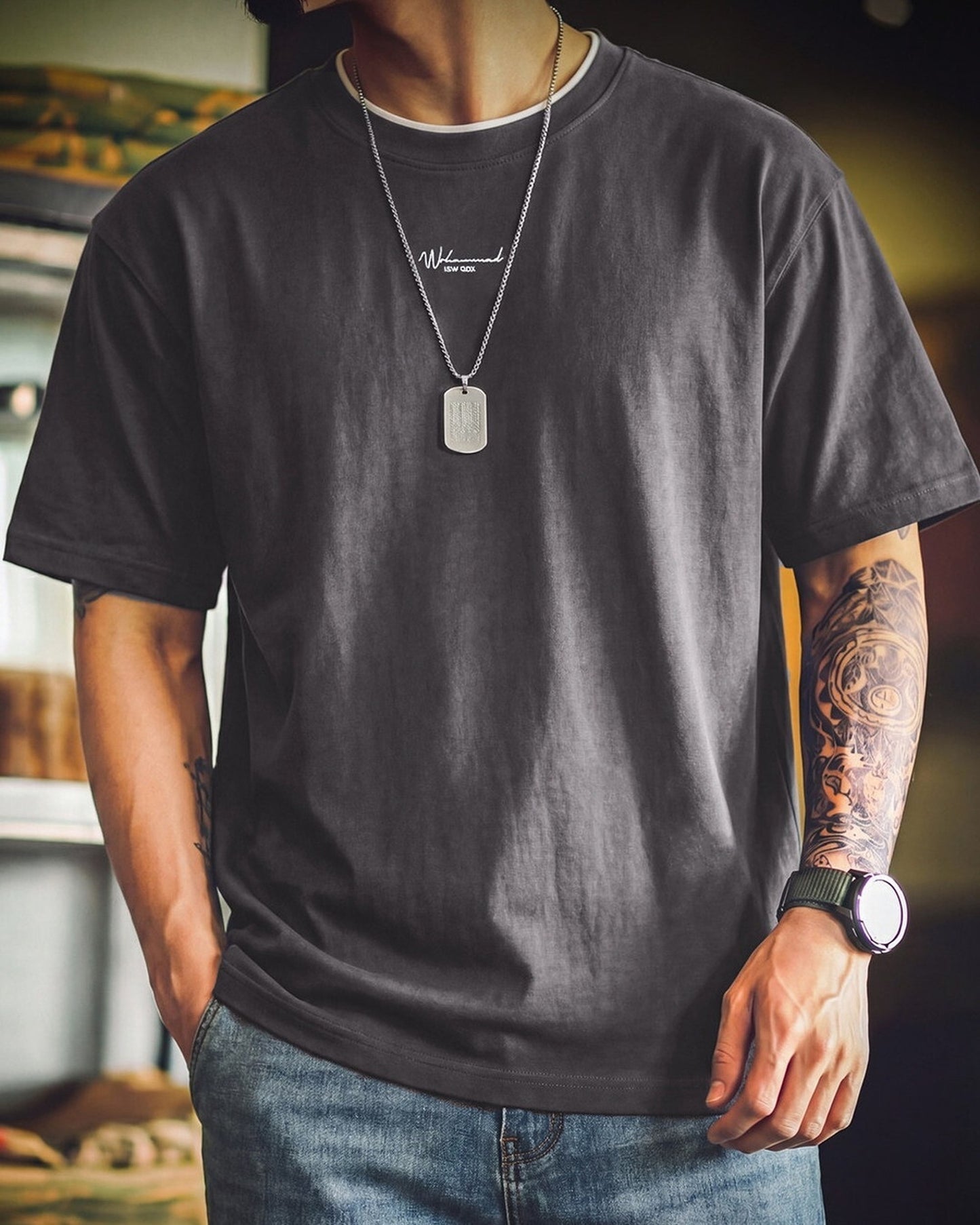 Letter-Embroidery Casual Loose Short-Sleeve T-Shirt 2color 【ACT0077】
