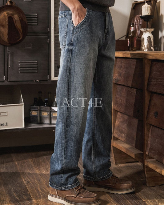 heavy weight loose straight denim pants 【ACT0203】