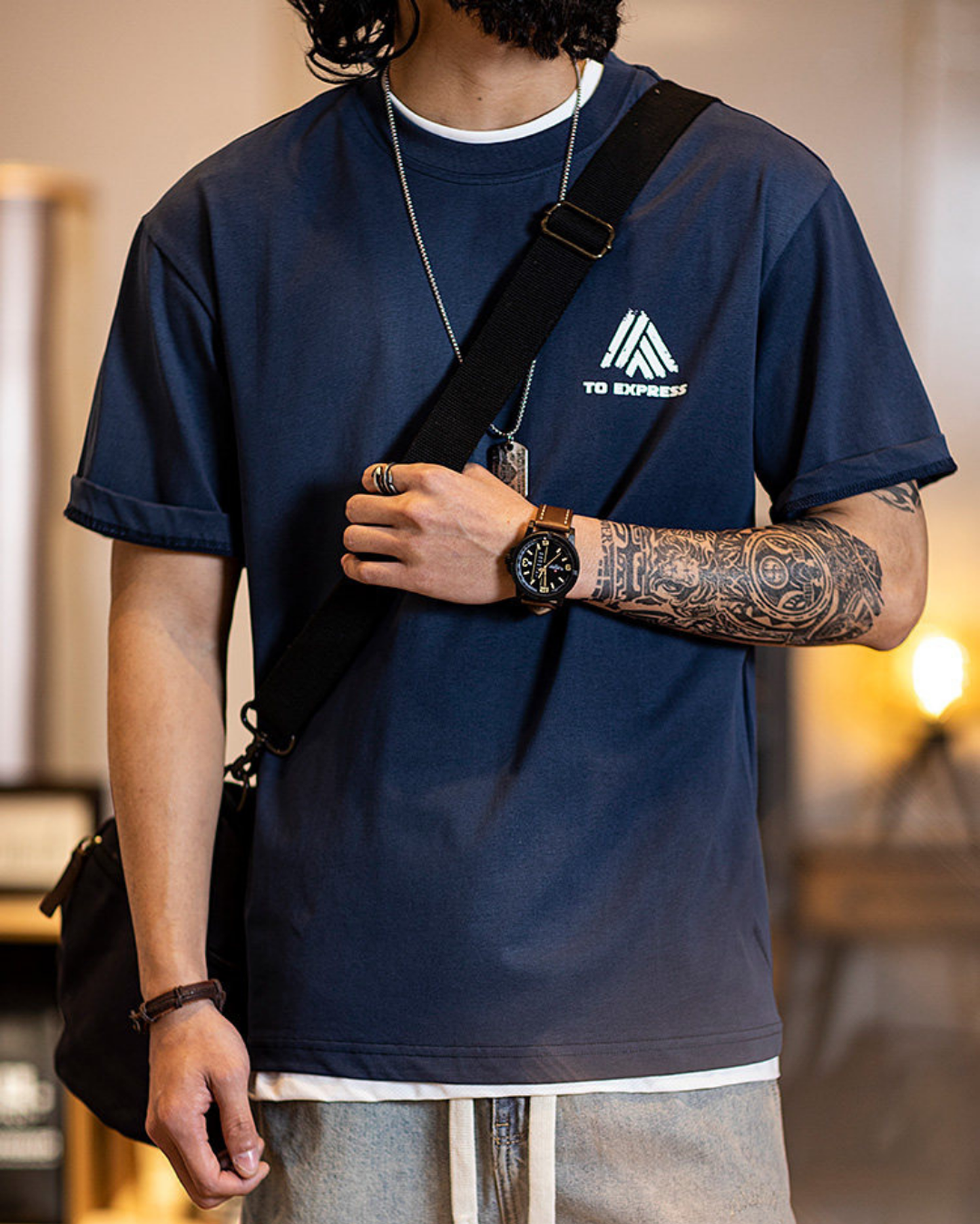 Back logo print t-shirt 4color 【ACT0057】