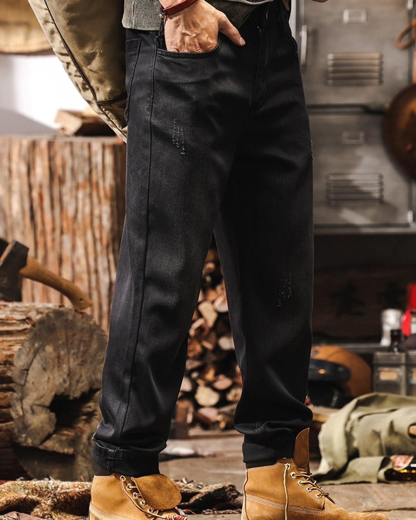 vintage tencel relaxed straight denim pants 2color 【ACT0180】