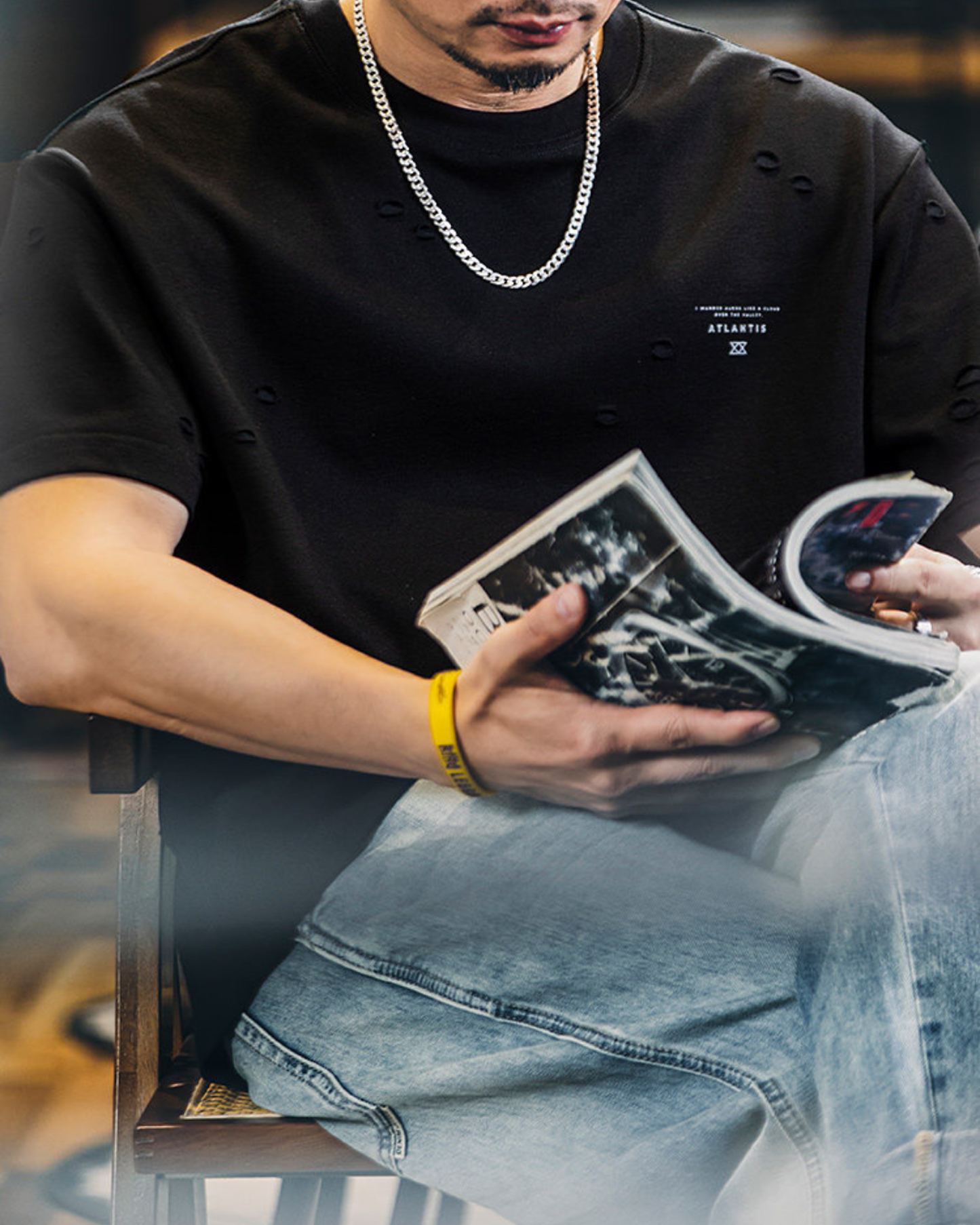Heavy-weight distressing design t-shirt 【ACT0062】