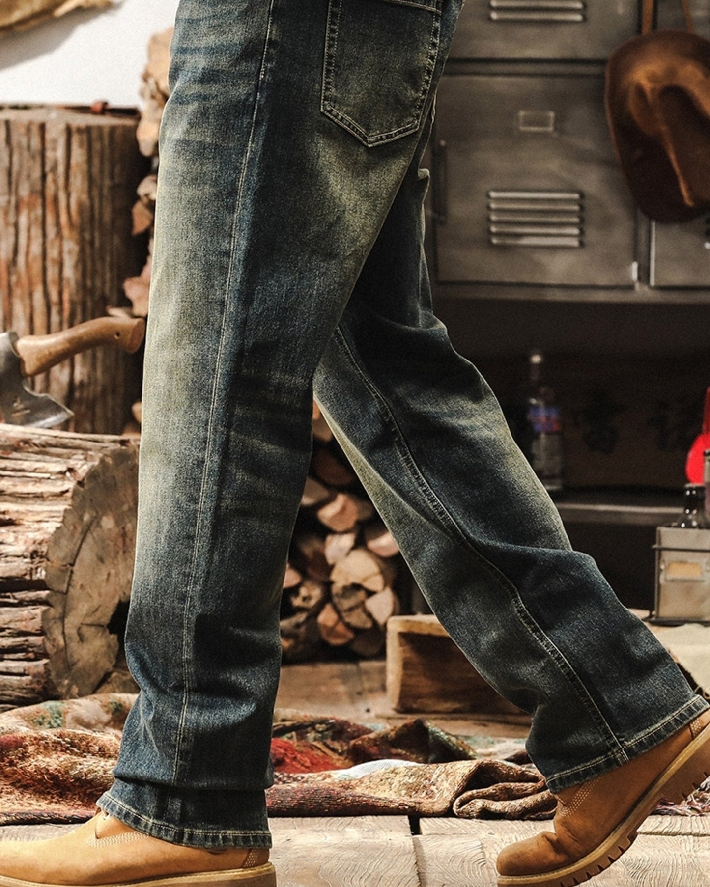 classic damage wash straight denim pants 3colors 【ACT0194】