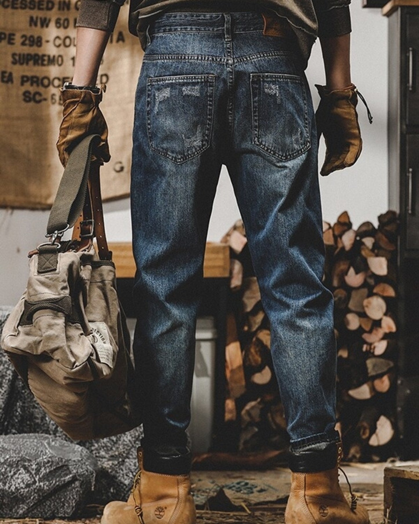 distressed tapered denim pants 2color 【ACT0189】