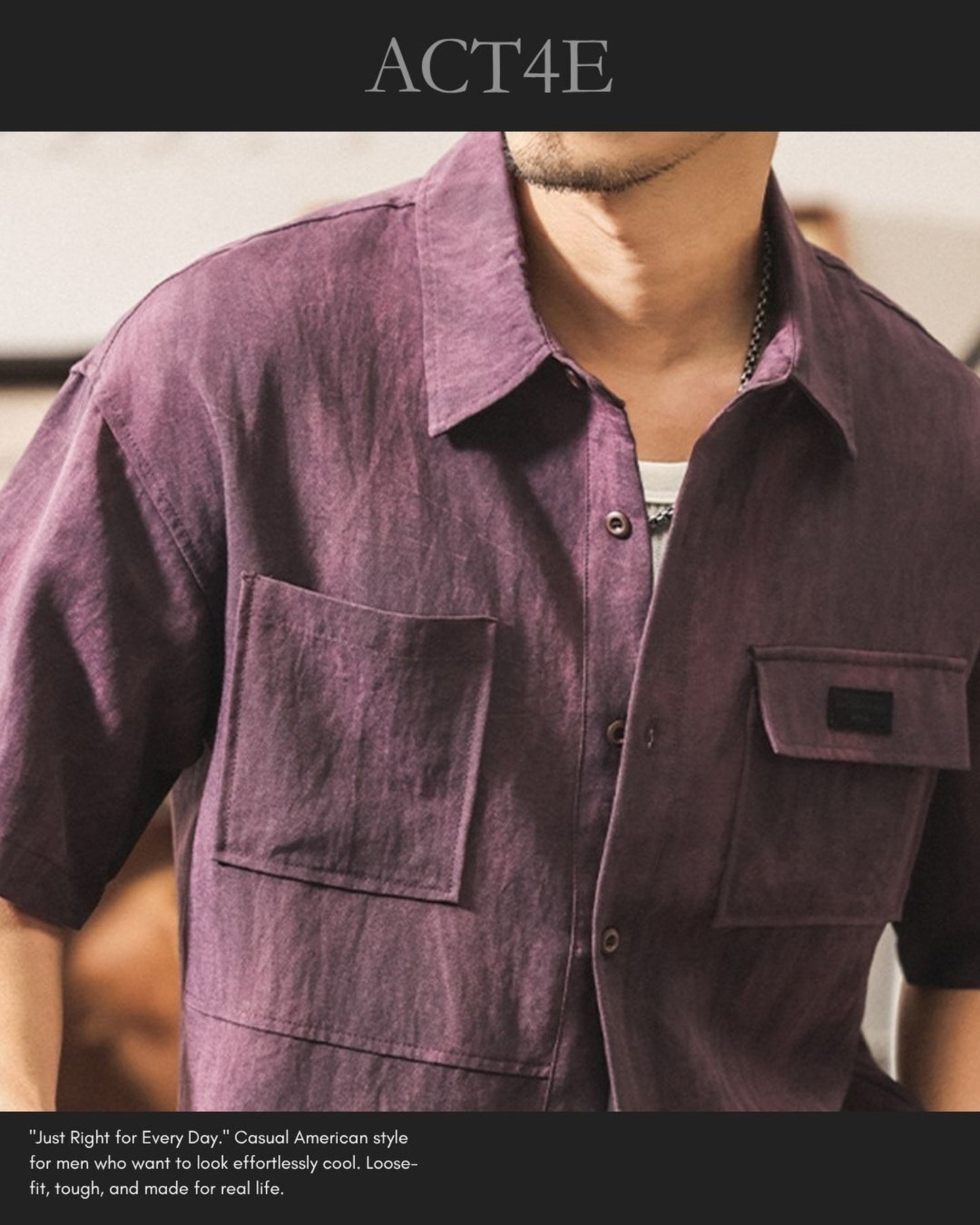 vintage wash short sleeve shirt 5color 【ACT0243】