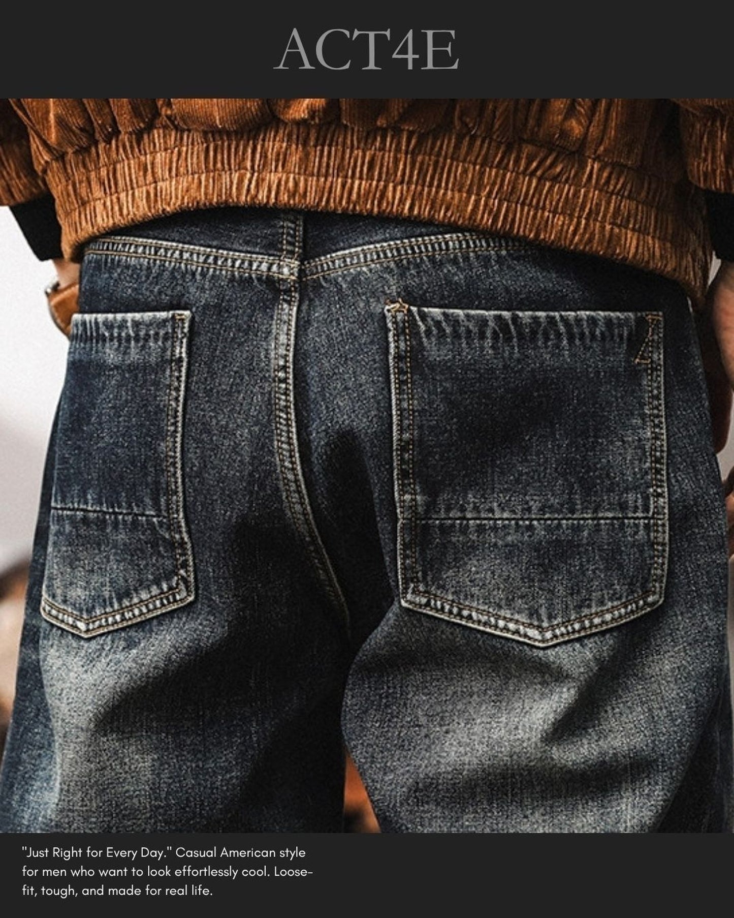 vintage classic wash straight denim pants 【ACT0218】