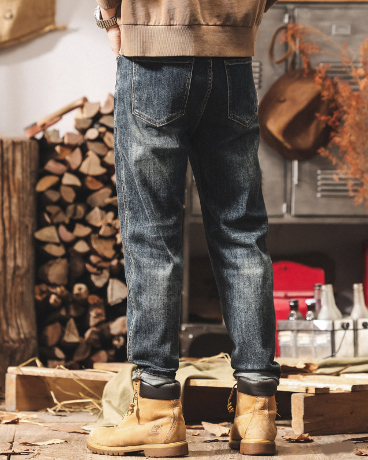 vintage wash straight denim pants 【ACT0178】