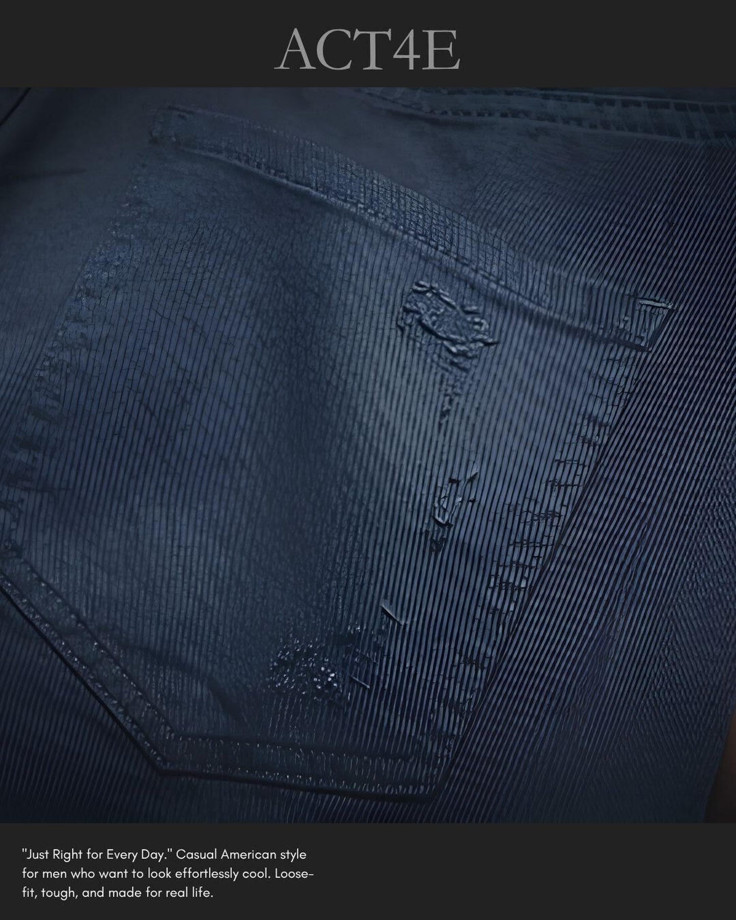 damage processed wide tapered denim pants 【ACT0020】