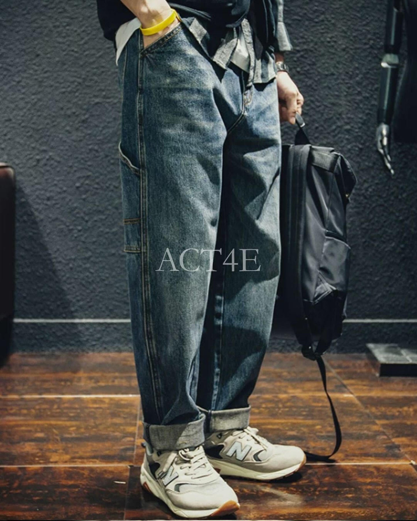 vintage processing tapered silhouette denim pants 【ACT0019】