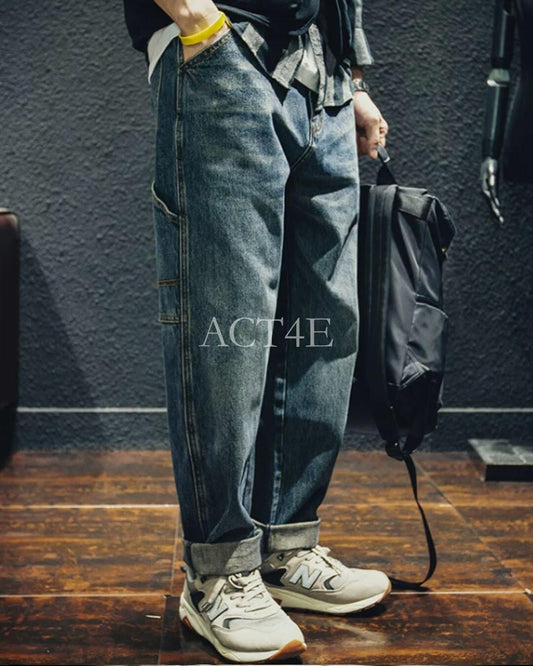 vintage processing tapered silhouette denim pants 【ACT0019】