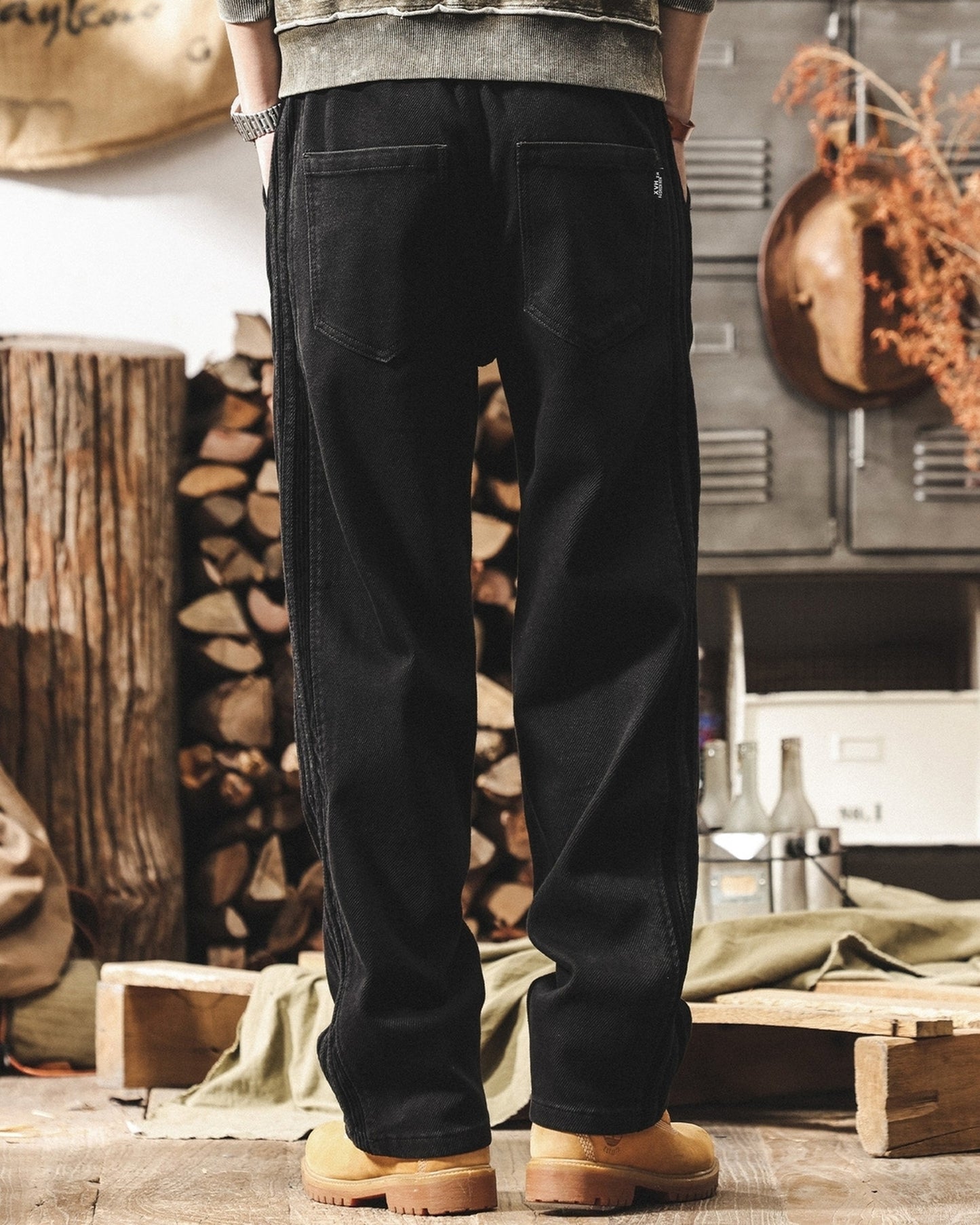 side stripe straight denim pants 3colors 【ACT0176】
