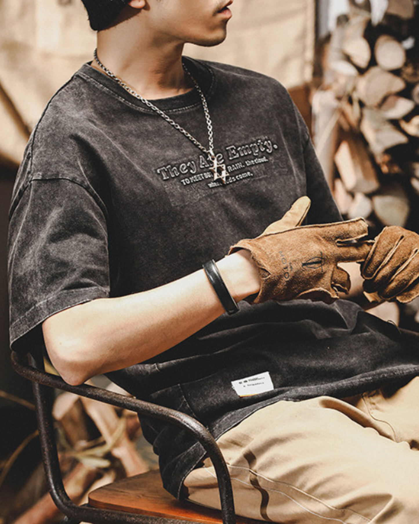 heavy weight embroidered logo short sleeve t-shirt 2color 【ACT0163】