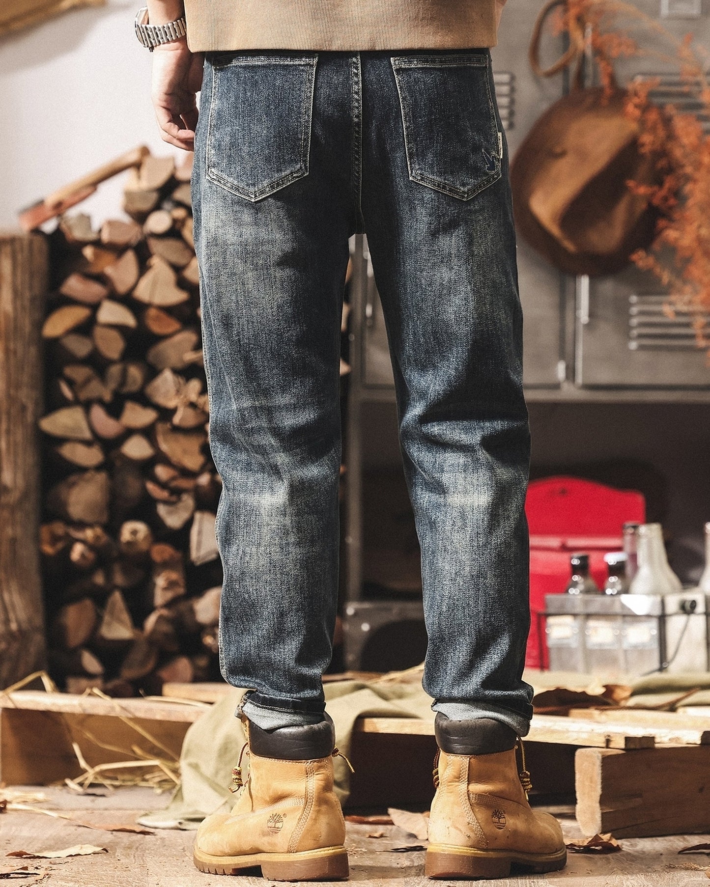vintage wash straight denim pants 【ACT0178】