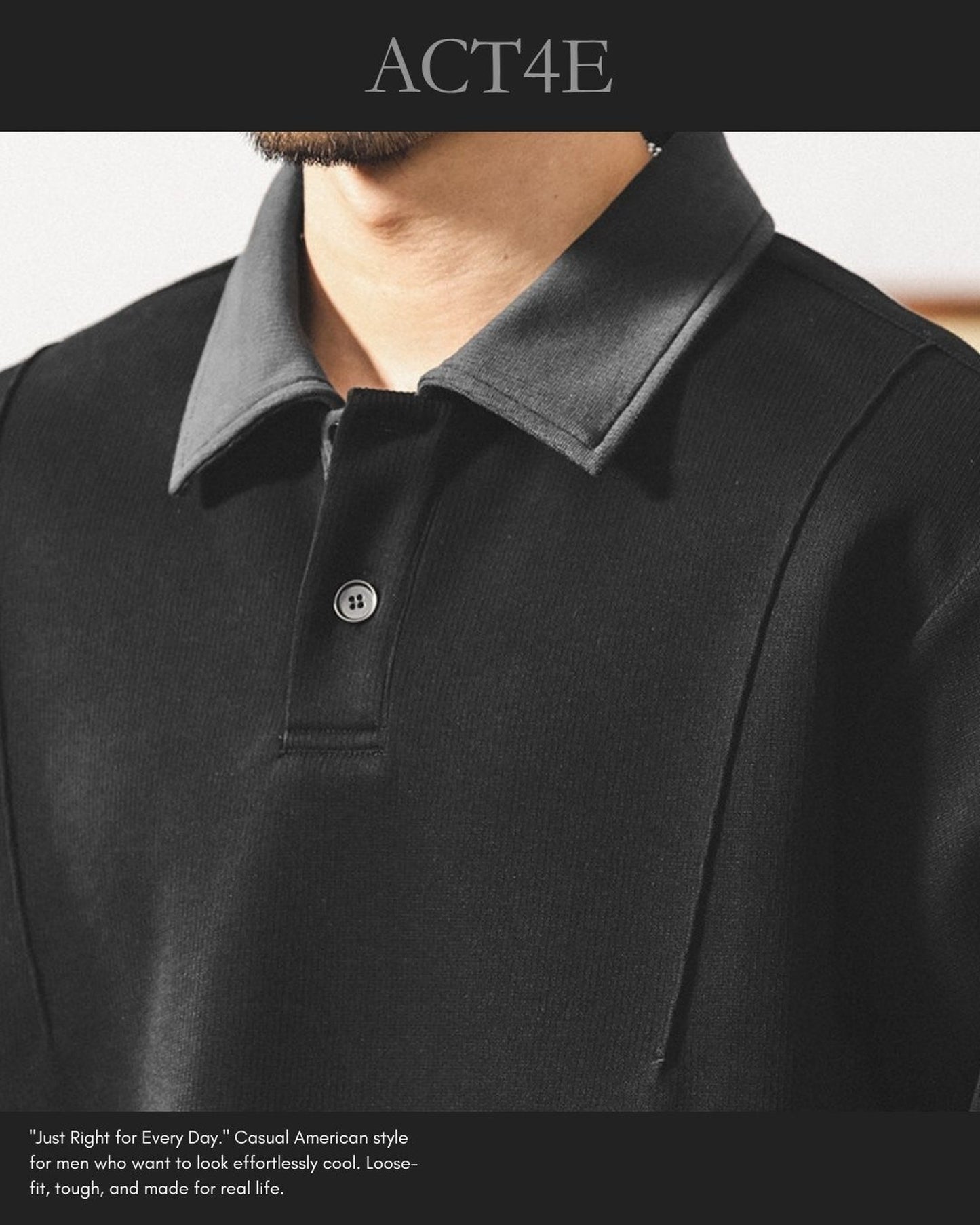 heavy weight long sleeve POLO shirt 2color 【ACT0239】