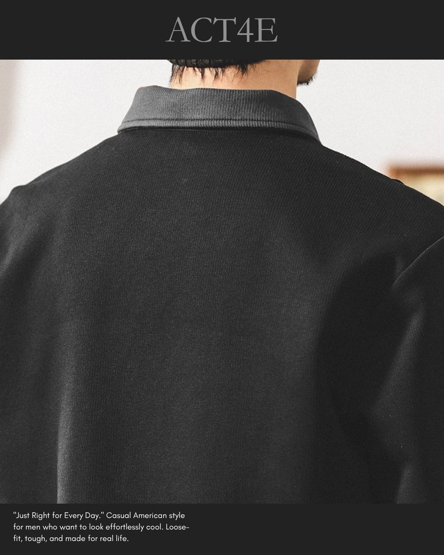 heavy weight long sleeve POLO shirt 2color 【ACT0239】