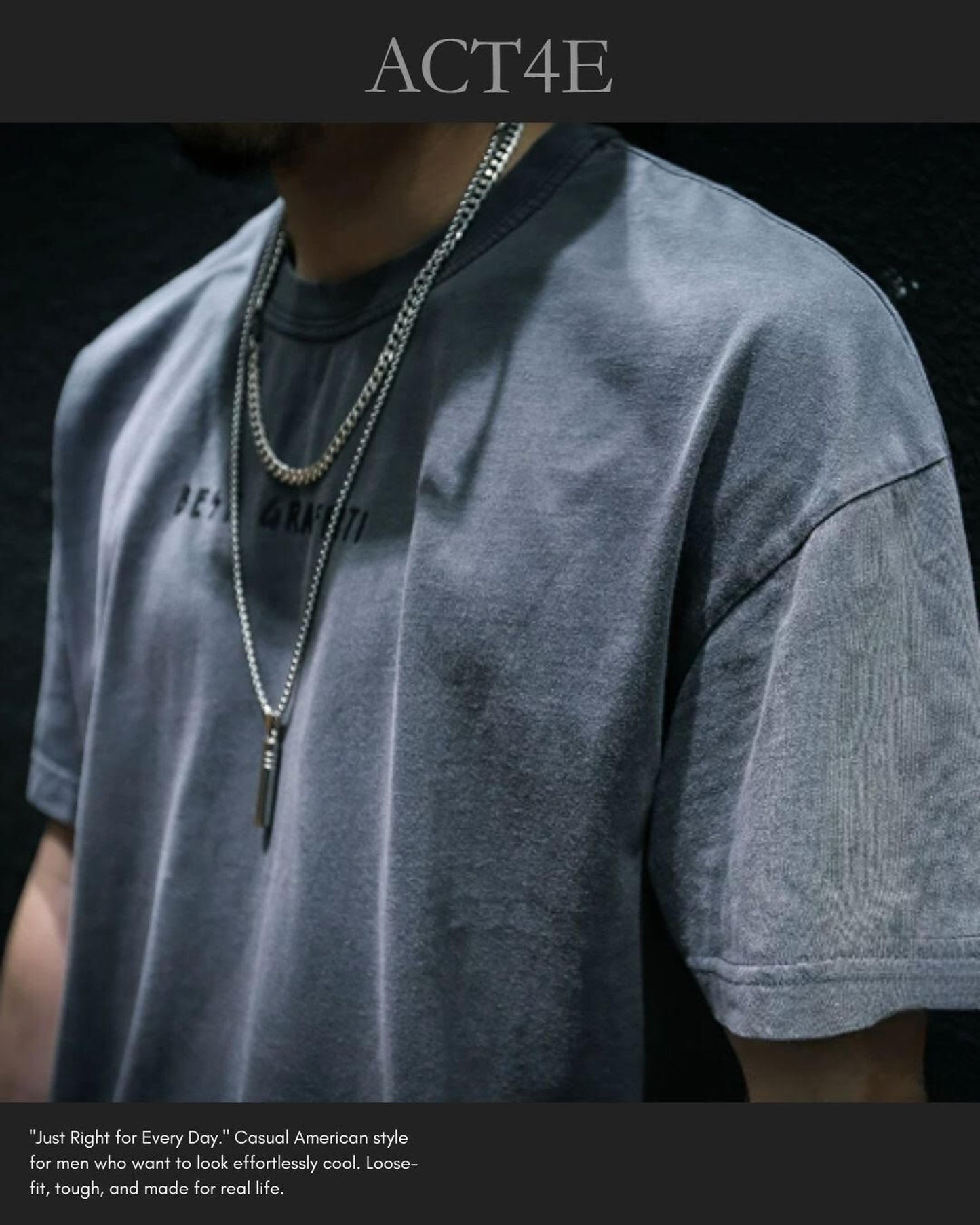 drop shoulder oversized t-shirt 2color 【ACT0029】