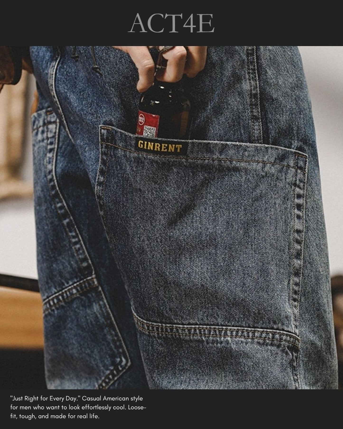 vintage wash relaxed straight denim pants 2color 【ACT0197】