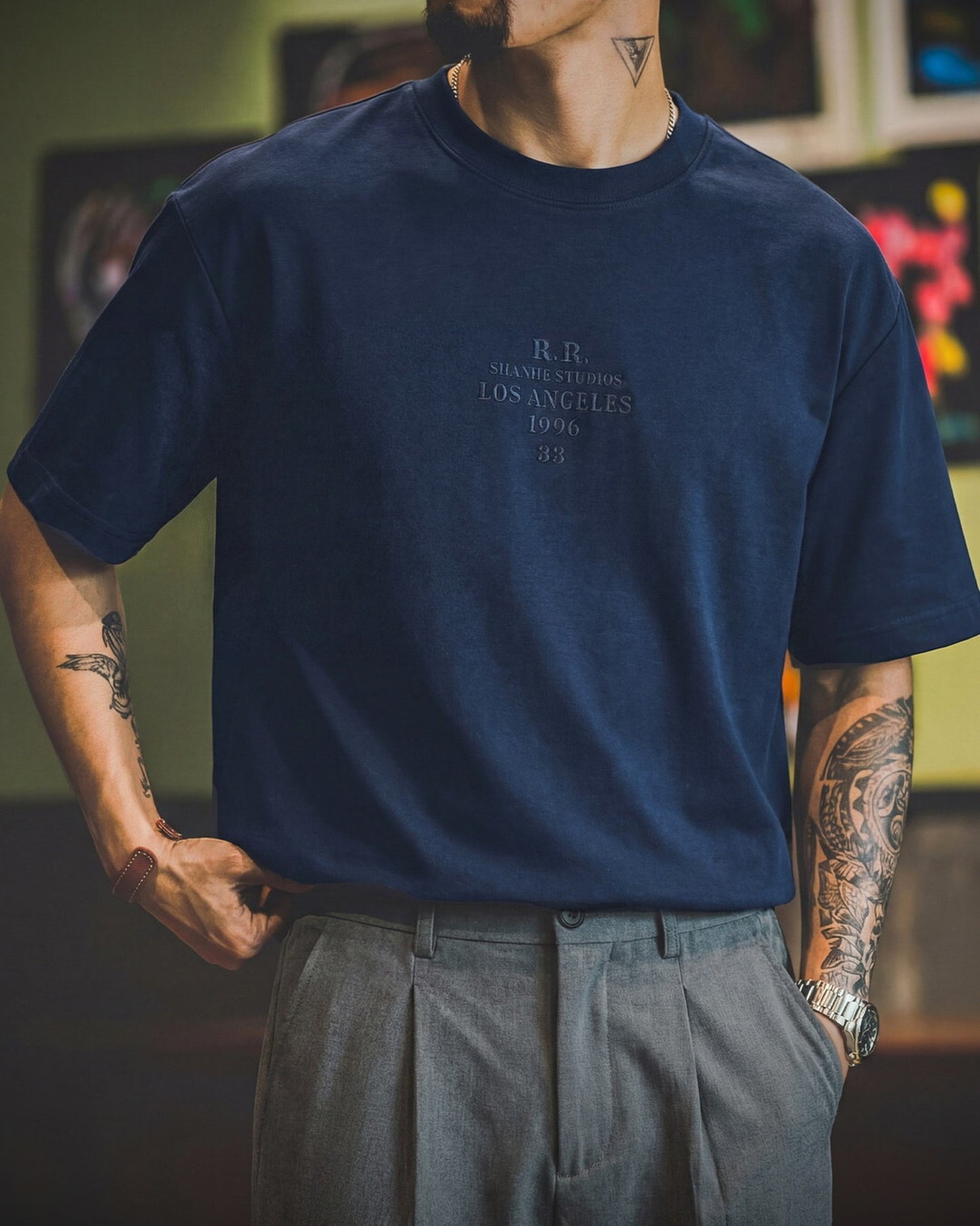 Casual Relaxed Lettering Embroidered T-Shirt 2color 【ACT0121】