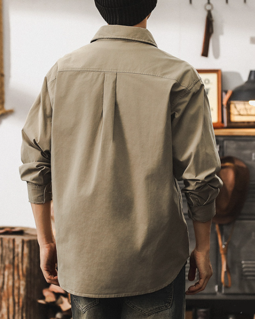 【M-4XL】basic cotton long sleeve shirt 【ACT0300】