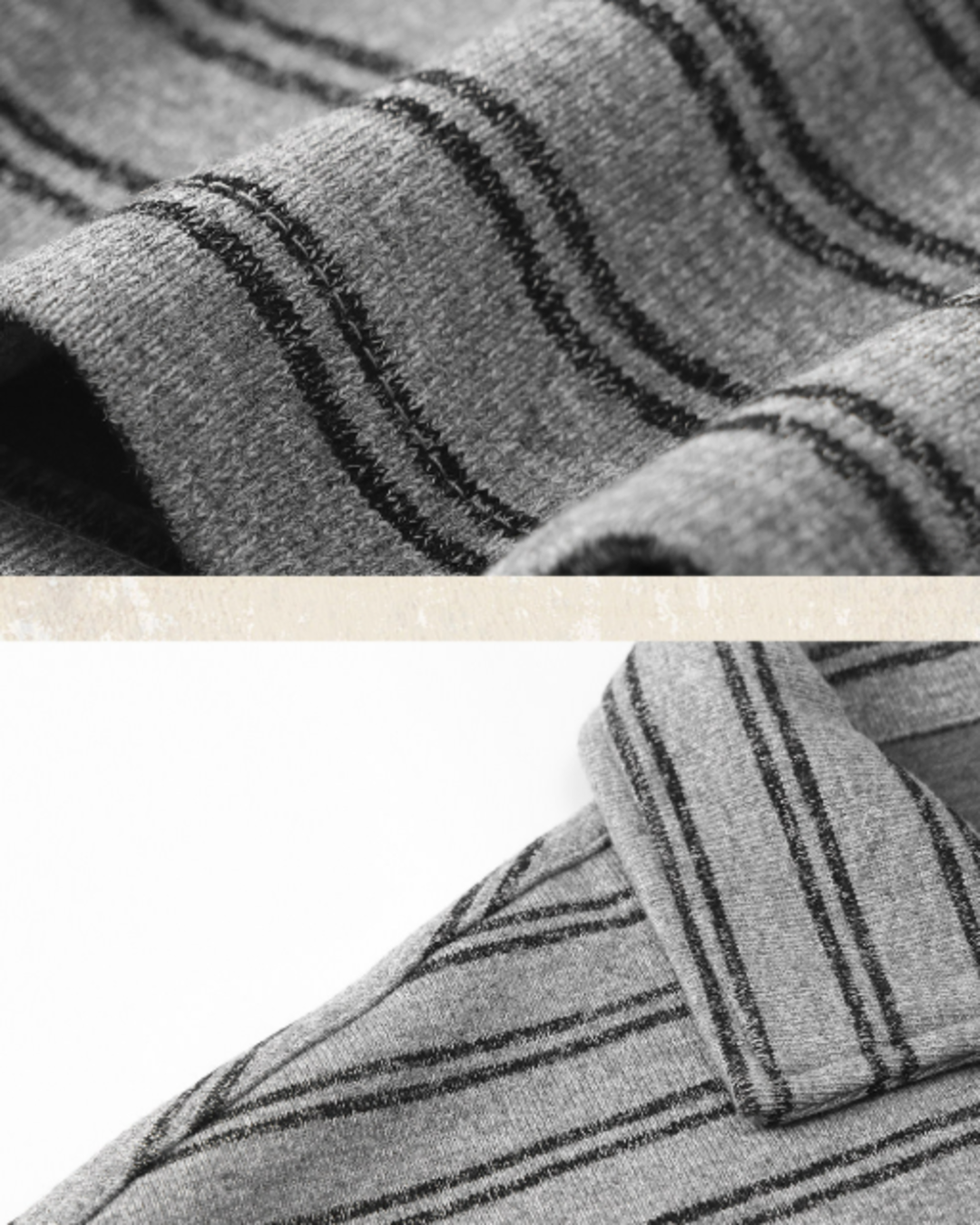 【M-4XL】striped open collar casual sweatshirt 【ACT0257】