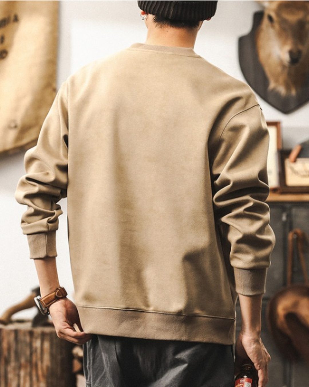 【S-4XL】relaxed fit chest logo sweatshirt 【ACT0261】