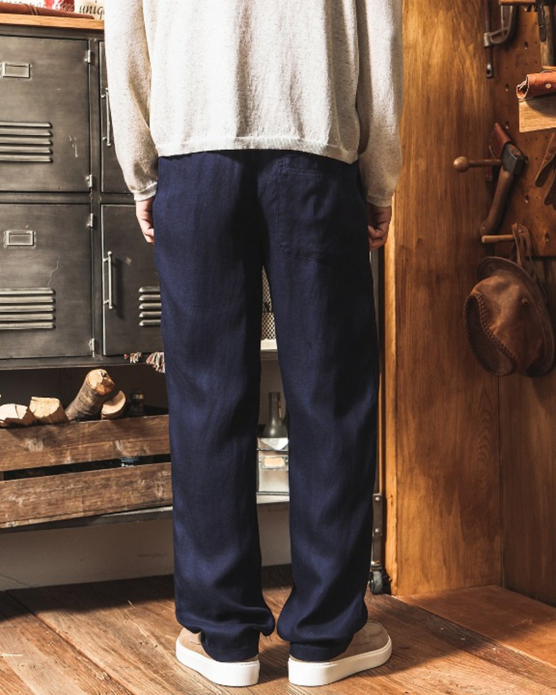 【M-3XL】relaxed fit linen blend trousers 【ACT0271】