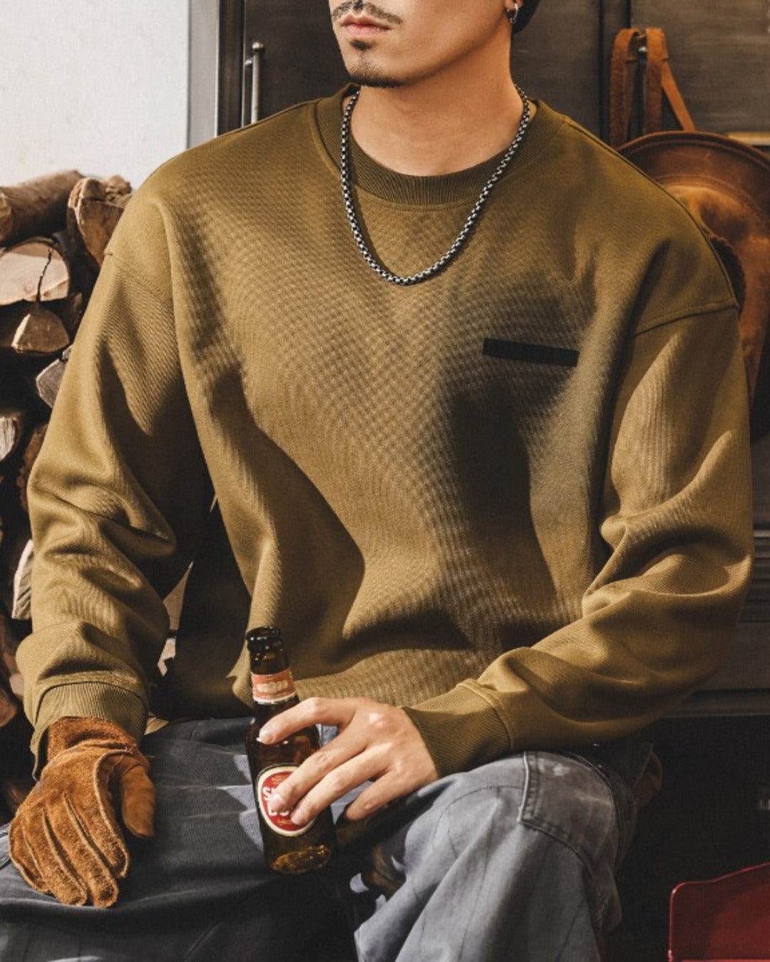 【S-4XL】casual relaxed crewneck fleece sweatshirt 【ACT0264】