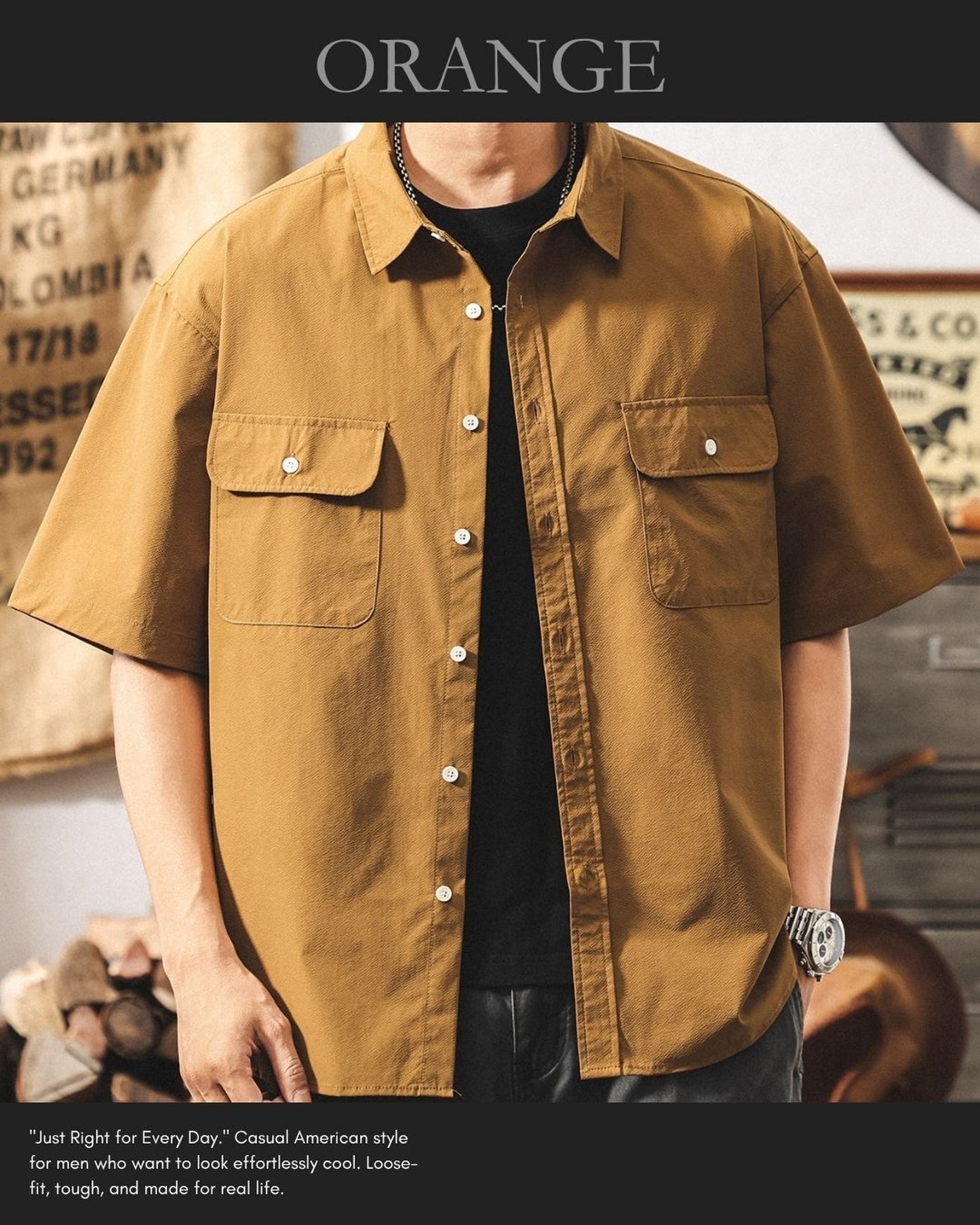 cargo pocket loose short sleeve shirt 3color 【ACT0233】