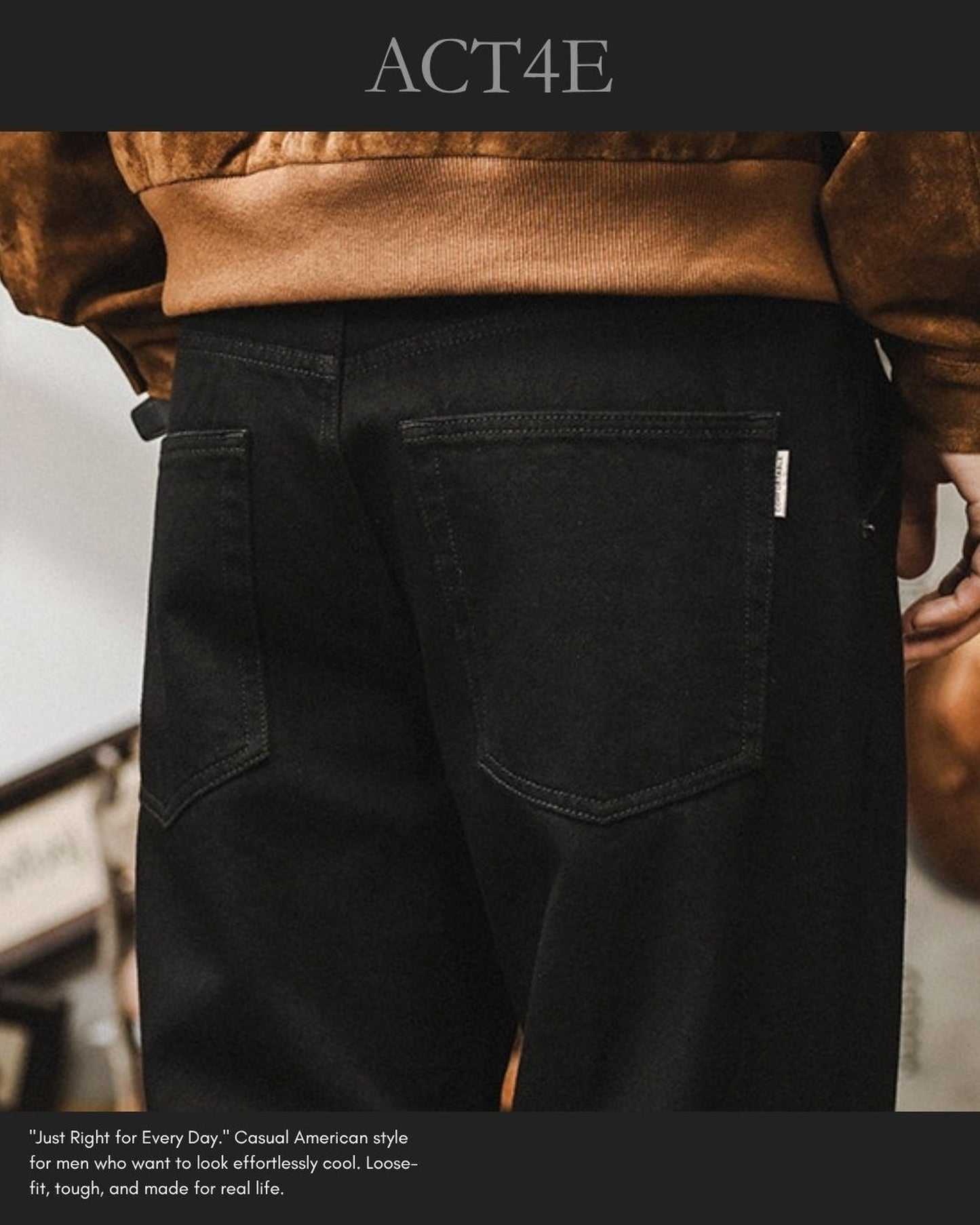 vintage wide leg relax straight denim pants 【ACT0213】
