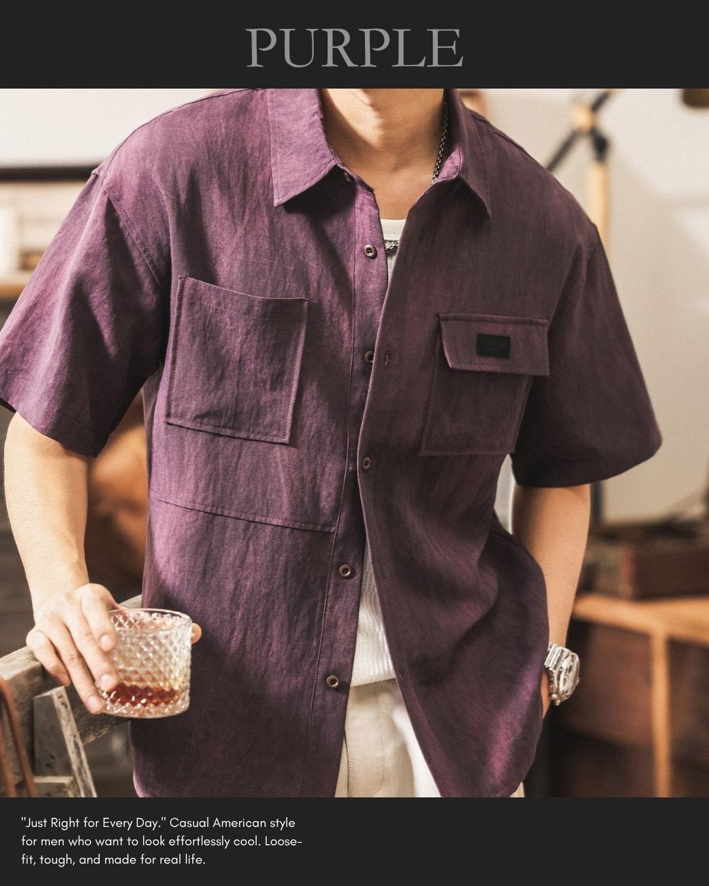 vintage wash short sleeve shirt 5color 【ACT0243】