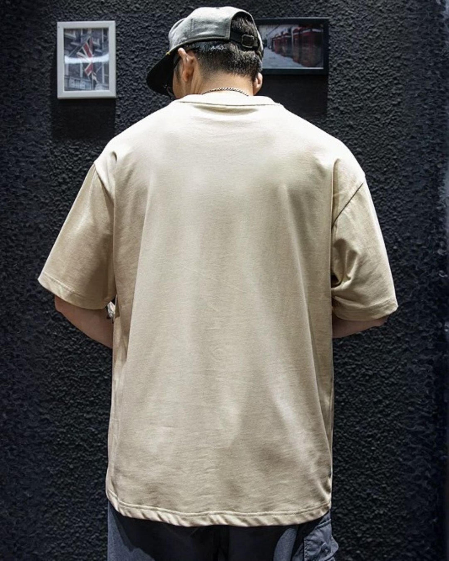 embroidered logo oversized t-shirt 4color 【ACT0028】