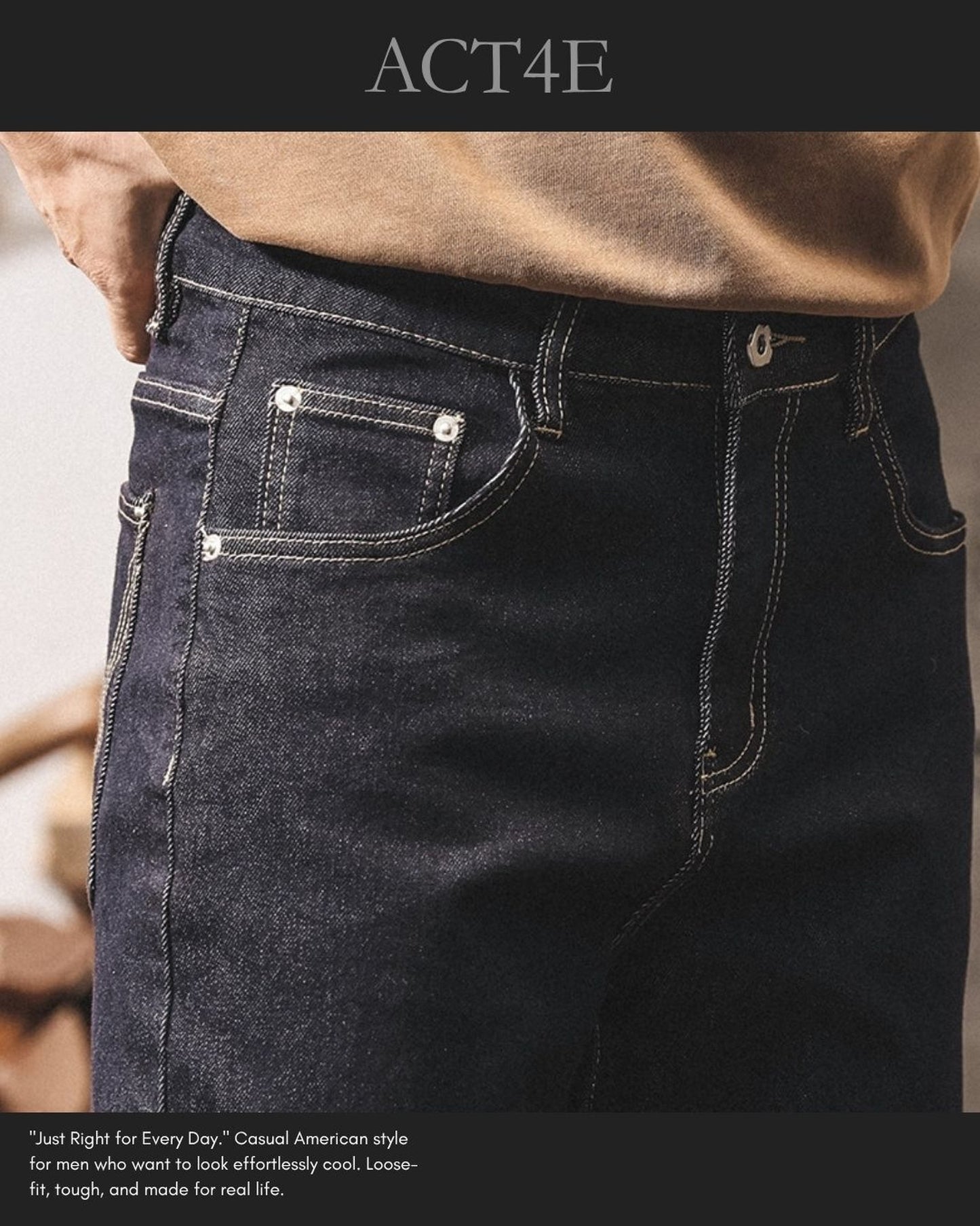 heavy vintage straight denim pants 【ACT0216】